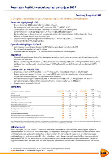 Thumbnail PostNL Half-year Report 2017-h1