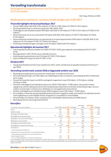 Thumbnail PostNL Quarterly Report 2017-q4