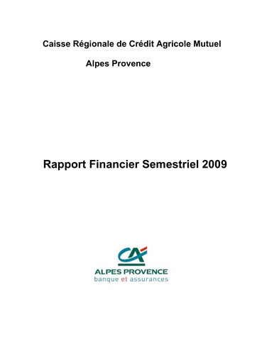 Miniature Caisse Régionale de Crédit Agricole Mutuel Alpes Provence Rapport semestriel 2009-h1