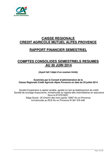 Miniature Caisse Régionale de Crédit Agricole Mutuel Alpes Provence Rapport semestriel 2014-h1