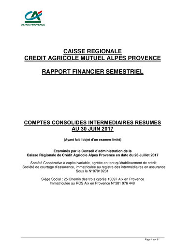 Miniature Caisse Régionale de Crédit Agricole Mutuel Alpes Provence Rapport semestriel 2017-h1