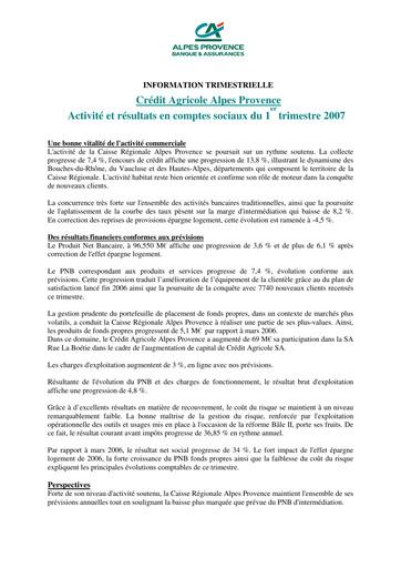 Thumbnail Caisse Régionale de Crédit Agricole Mutuel Alpes Provence Quarterly Report 2007-q1