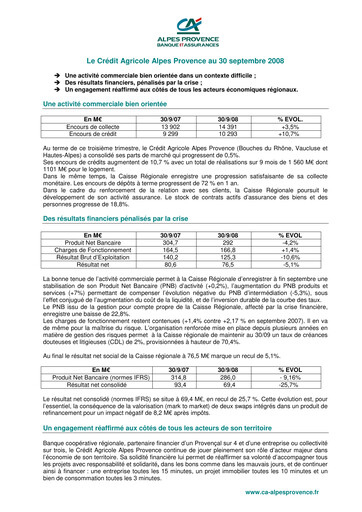 Thumbnail Caisse Régionale de Crédit Agricole Mutuel Alpes Provence Quarterly Report 2008-q3