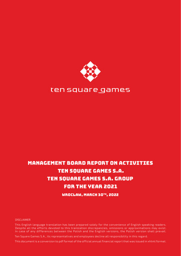 Thumbnail Ten Square Games
 Annual Report 2021