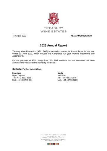 Vorschaubild Treasury Wine Estates
 Jahresbericht 2023