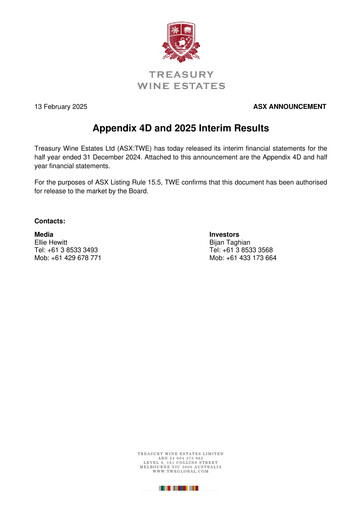 Thumbnail Treasury Wine Estates
 Half-year Report 2025-h1