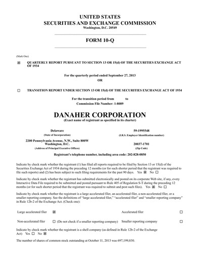 Thumbnail Danaher Quarterly Report 2013-q3