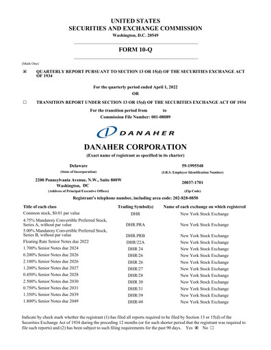 Thumbnail Danaher Quarterly Report 2022-q1