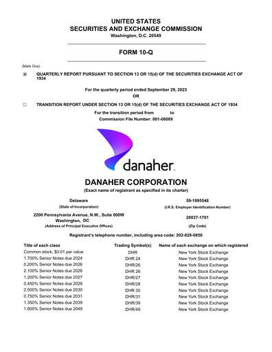Thumbnail Danaher Quarterly Report 2023-q3