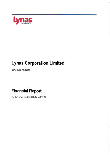 Thumbnail Lynas Financial Report fy2009