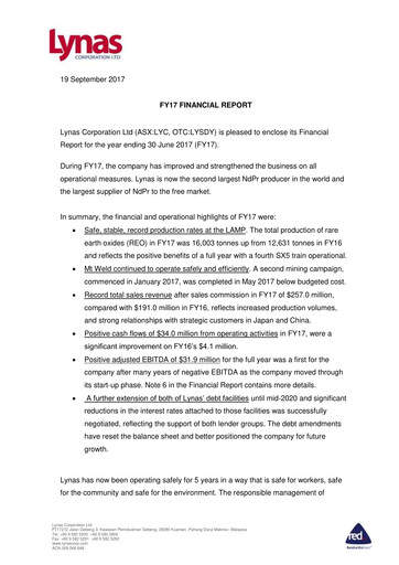Thumbnail Lynas Financial Report fy2017