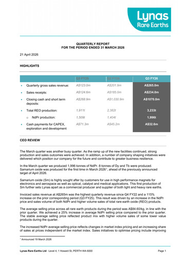 Thumbnail Lynas Quarterly Report 2026-q3