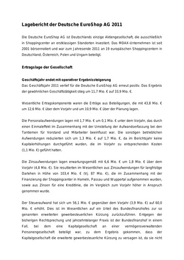 Vorschaubild Deutsche EuroShop Finanzmitteilung 2011