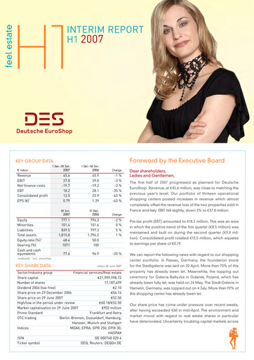 Miniature Deutsche EuroShop Rapport semestriel 2007-h1