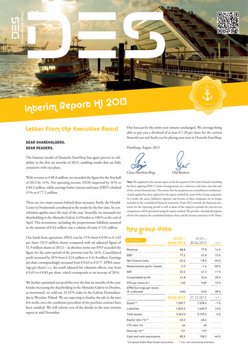 Miniature Deutsche EuroShop Rapport semestriel 2013-h1