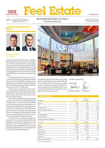 Miniature Deutsche EuroShop Rapport semestriel 2015-h1