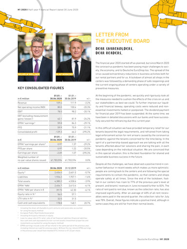 Miniature Deutsche EuroShop Rapport semestriel 2020-h1