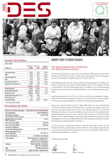 Vorschaubild Deutsche EuroShop Quartalsbericht 2008-q1