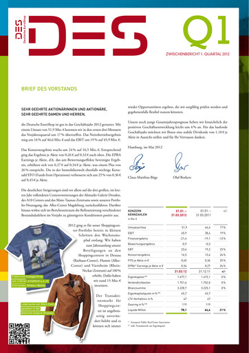 Vorschaubild Deutsche EuroShop Quartalsbericht 2012-q1