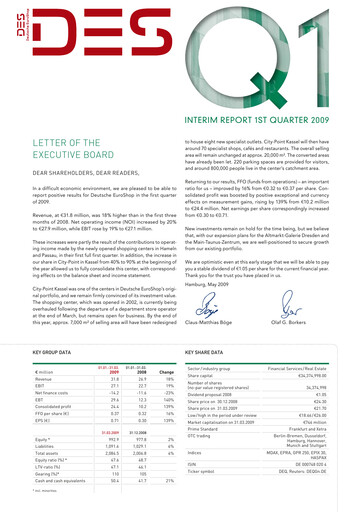 Vorschaubild Deutsche EuroShop Quartalsbericht 2009-q1