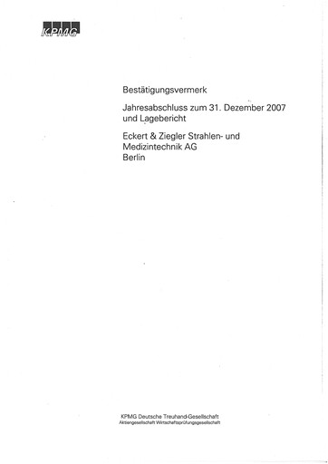 Thumbnail Eckert & Ziegler Financial Statement 2007