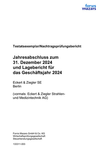 Thumbnail Eckert & Ziegler Financial Statement 2024