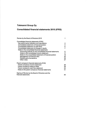 Thumbnail Tokmanni Financial Statement 2015
