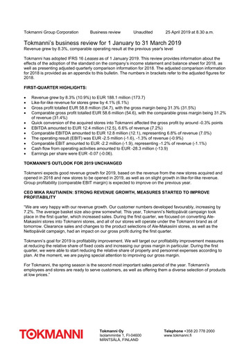 Thumbnail Tokmanni Quarterly Report 2019-q1