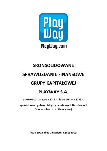 Thumbnail PlayWay Financial Statement 2018