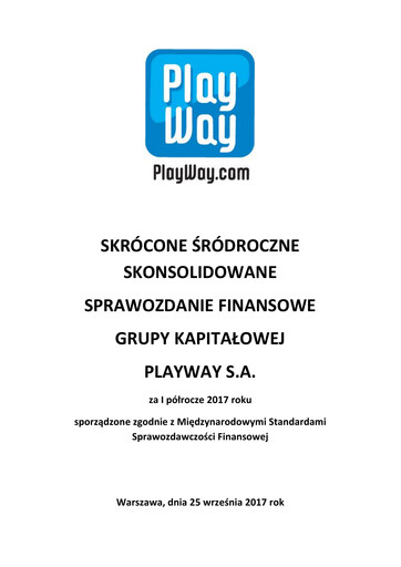 Thumbnail PlayWay Half-year Report 2017-h1