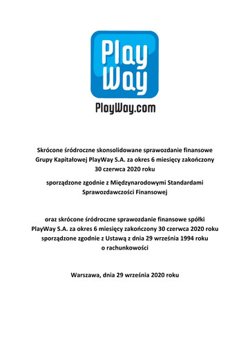 Miniature PlayWay Rapport semestriel 2020-h1