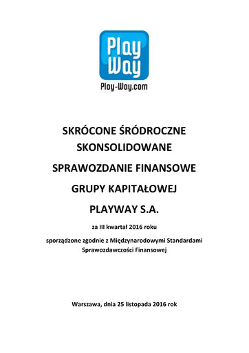 Thumbnail PlayWay Quarterly Report 2016-q3