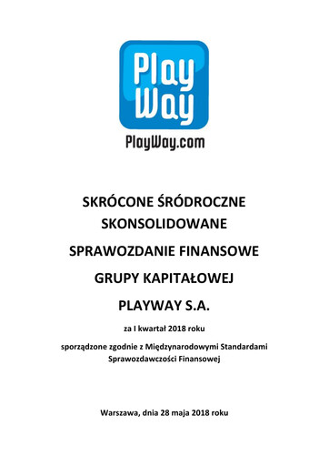 Thumbnail PlayWay Quarterly Report 2018-q1