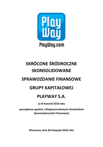 Thumbnail PlayWay Quarterly Report 2018-q3