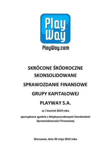 Thumbnail PlayWay Quarterly Report 2019-q1