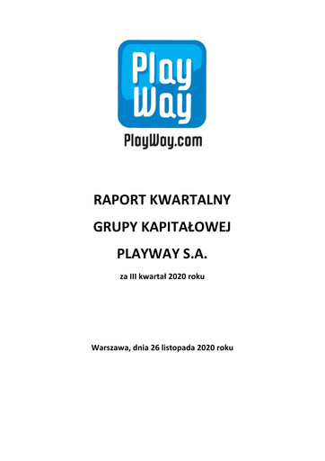 Thumbnail PlayWay Quarterly Report 2020-q3