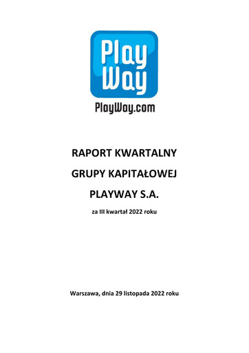 Thumbnail PlayWay Quarterly Report 2022-q3