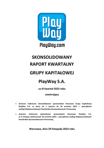 Thumbnail PlayWay Quarterly Report 2023-q3