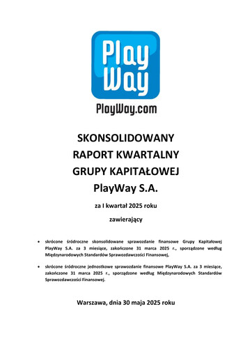 Thumbnail PlayWay Quarterly Report 2025-q1