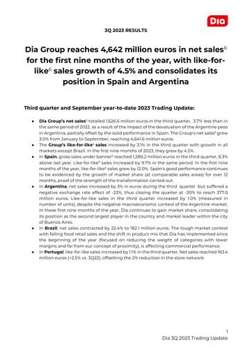 Thumbnail (DIA) Distribuidora Internacional de Alimentación Quarterly Report 2023-q3