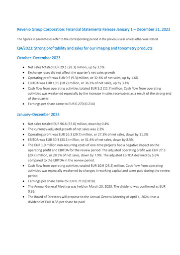 Thumbnail Revenio Financial Report 2023