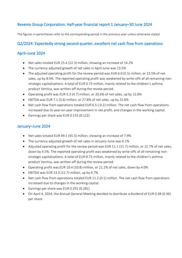 Thumbnail Revenio Half-year Report 2024-h1