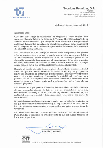 Thumbnail Técnicas Reunidas Sustainability Report 2014