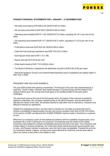 Vorschaubild Ponsse Finanzmitteilung 2020