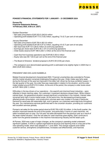 Vorschaubild Ponsse Finanzmitteilung 2024
