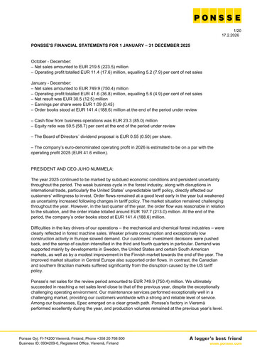 Vorschaubild Ponsse Finanzmitteilung 2025
