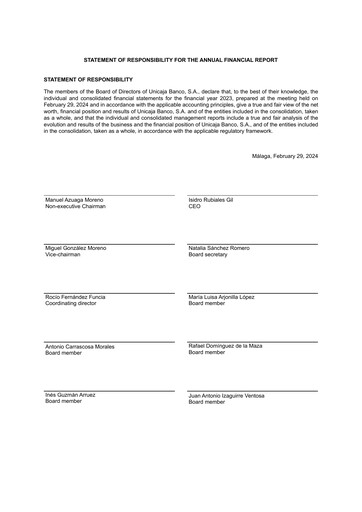 Thumbnail Unicaja Banco Financial Statement 2023