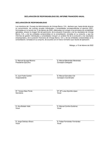 Thumbnail Unicaja Banco Financial Statement 2021