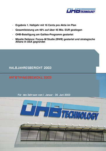Thumbnail OHB SE Half-year Report 2003-h1