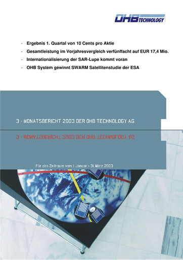 Vorschaubild OHB SE Quartalsbericht 2003-q1